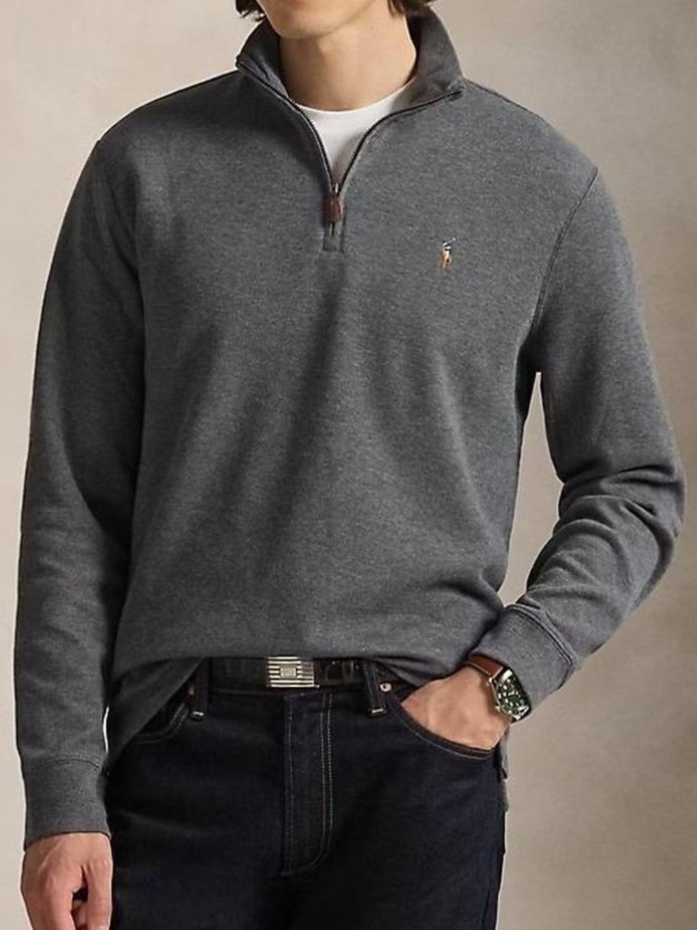 Polo Estate Rib Quarter Zip 100% Cotton
